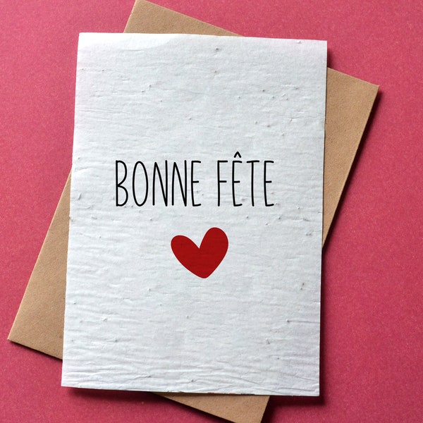 Carte à planter Bonne fête Coeur. Carte ensemencée Fête des grand-mères. Carte à planter fête des mères.