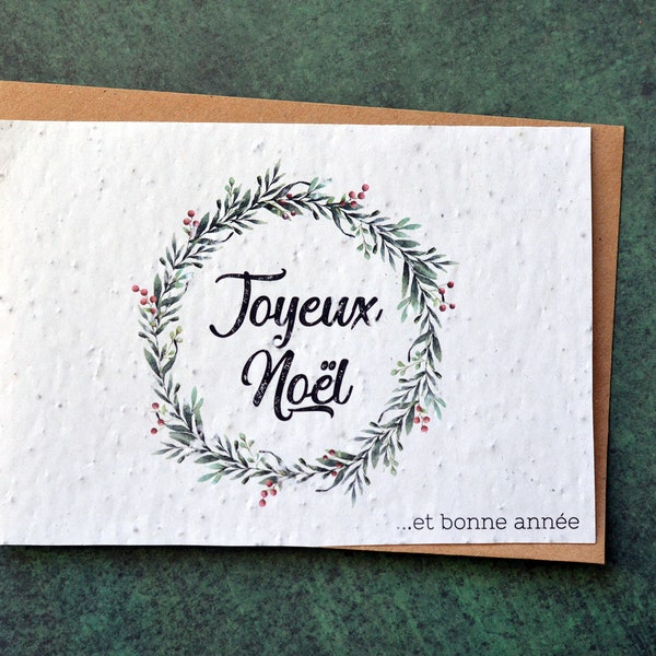 Carte à planter Joyeux Noël et Bonne année. Carte de voeux à planter.