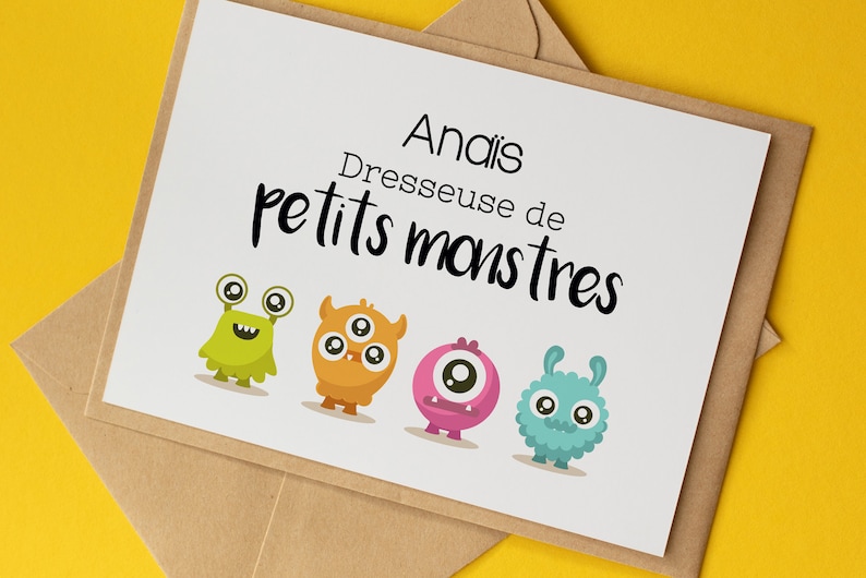 Carte à planter Maîtresse. Carte Dresseuse de petits monstres. Carte ensemencée Merci maitresse. image 1