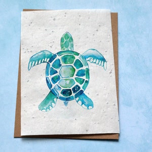 Carte à planter Tortue. Carte anniversaire à planter. Carte végétale à semer. Carte de voeux Animaux marins