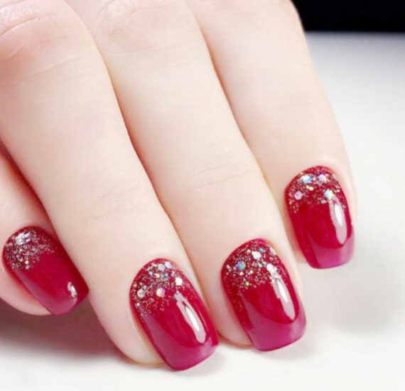 Christmas Red Short Press on Nails With Glitter Acrylic Full - Etsy Singapore Christmas Red Short Press on Nails With Glitter Acrylic Full - Etsy Singapore
