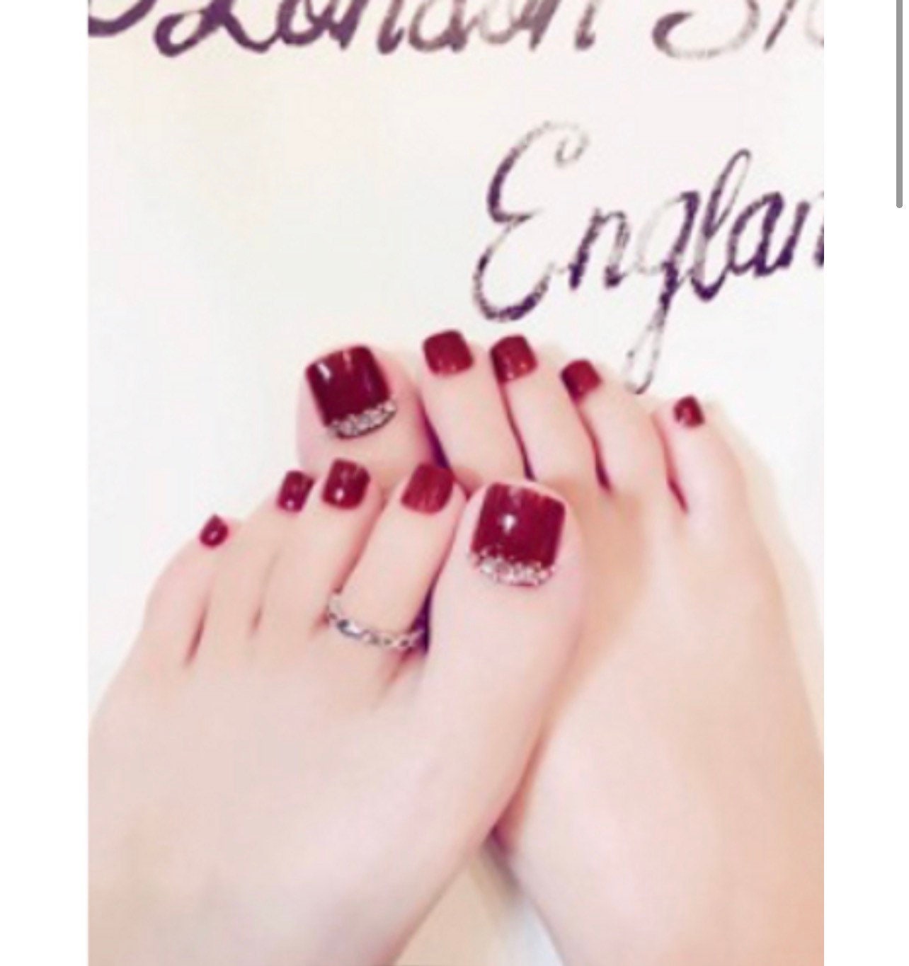 24pcs Matte Toenails Sexy Red With Gold Gems Pre Designed - Etsy
