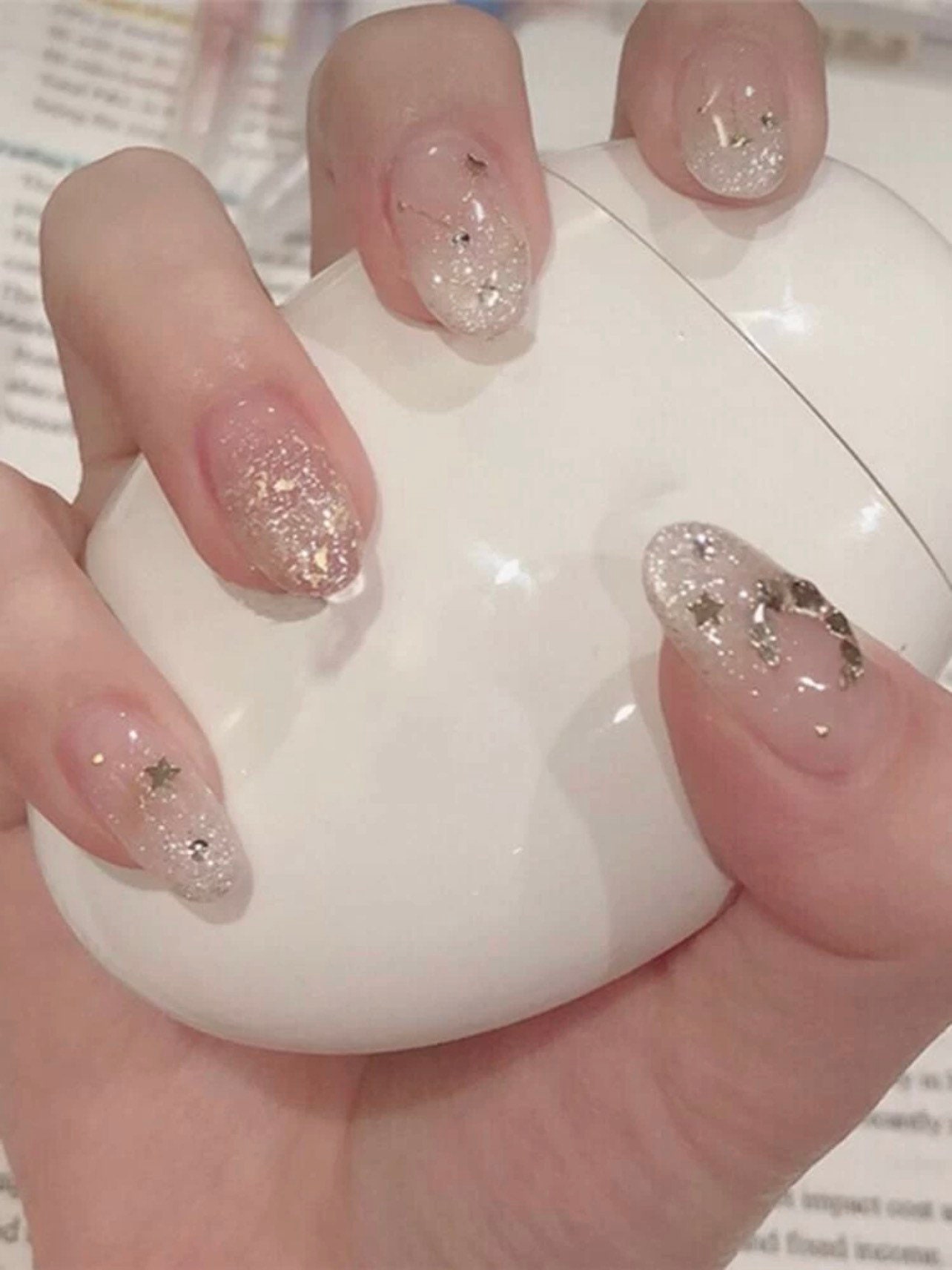 Glittery Gems Press on Nails With Adhesive White Gold Silver - Etsy
