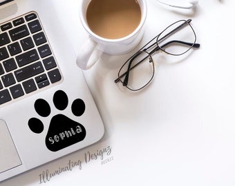 Pet Name Decal | Personalized Paw Print Sticker | Paw Decal | Dog Paw | Car Decal | Laptop Decal | Tumbler Sticker | Vinyl Decal Sticker