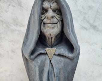 Hand-Painted Emperor Palpatine Bust: 3D Resin Printed Star Wars Collectible