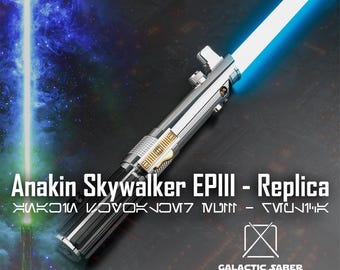 Anakin Skywalker EP3 Brass Lightsaber Replica: RGB Neopixel, Bluetooth App-Controlled