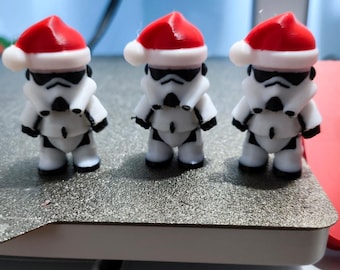 Mini Stormtrooper Christmas Ornament | Santa Hat, 3D Printed