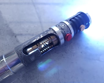 Viking Xenopixel Lightsaber, Crystal Chamber, 1 of 1 Custom Lightsaber, Rotating Brass Chamber, Valhalla's Echo