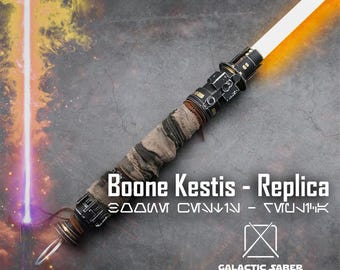 Boone Kestis Lightsaber Replica: RGB Neopixel Smooth Swing, Removable Chassis