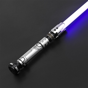 The Judger Lightsaber – Custom Engravable Hilt | RGB, SN Pixel, Proffie Options | Silver with Gold & Black Accents | Belt Clip Ready