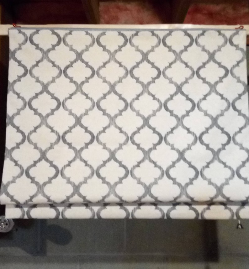 Custom Flat Roman Shade Black Lines With a off White Background Made to