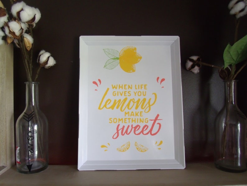 When Life Gives You Lemons Reclaimed Metal Tray 9x12