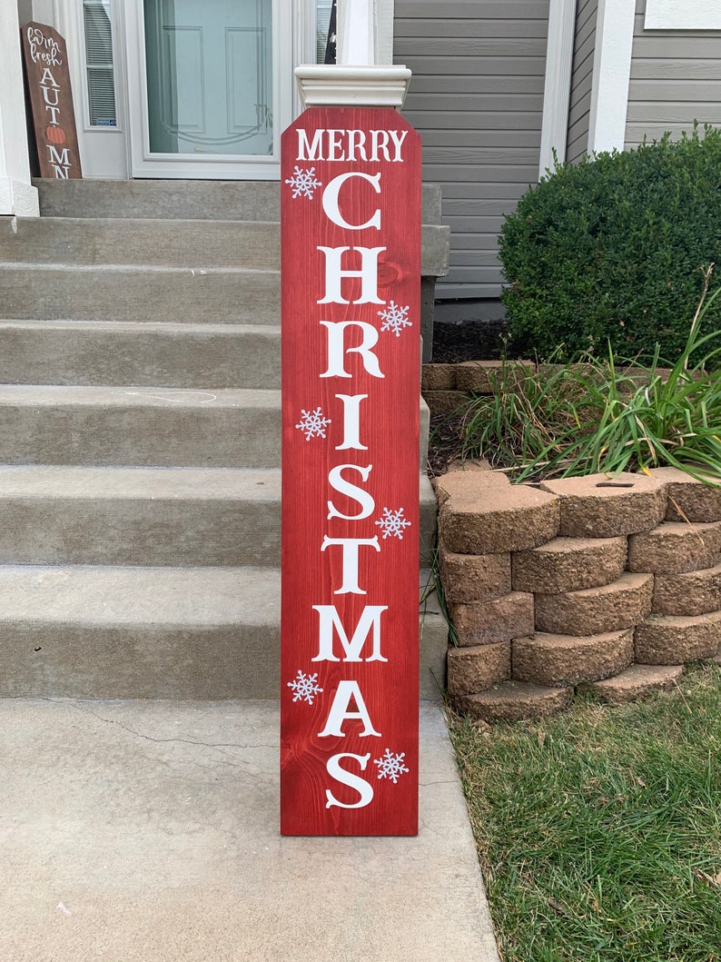 Merry Christmas Vertical Sign Christmas Sign Holiday Porch | Etsy