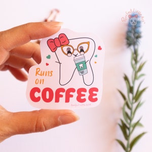 Pegatina para amantes del café dental / Pegatina para amantes del café / Pegatina para amantes del café / Papelería dental / Regalo para dentistas