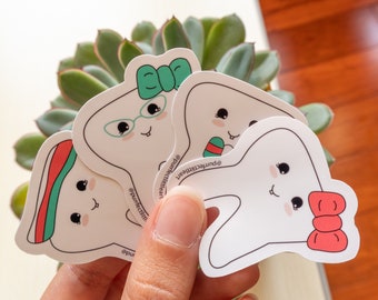 Cute Dental Stickers | Tooth Sticker Pack | 4-Pack | Dental Assistant | Dental Hygienist