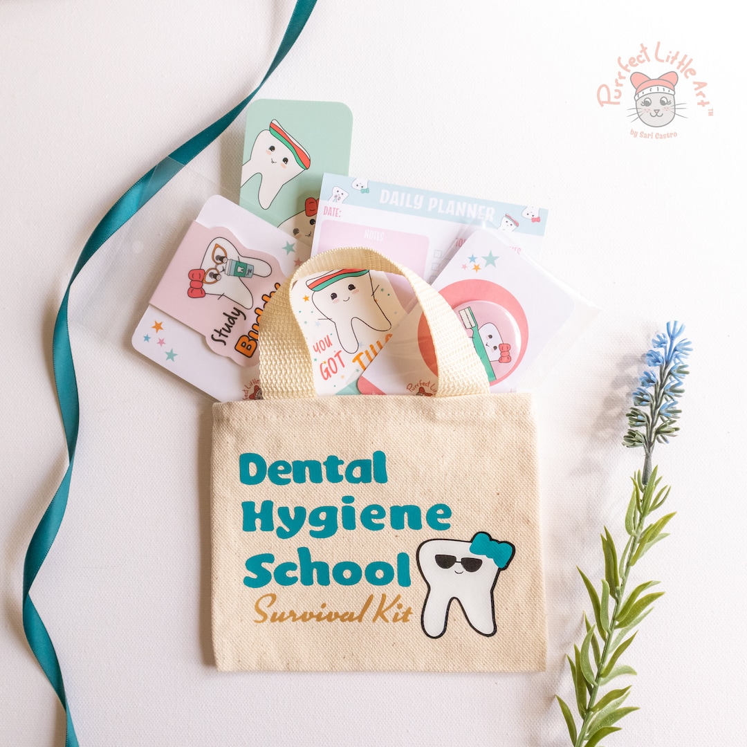 Dental Hygiene School Survival Kit Mini Tote Bag Dental Hygienist Mini