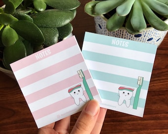 Zestaw 2 notesów stomatologicznych | NIE samoprzylepne | Artykuły piśmiennicze dla zębów | Higienistka stomatologiczna | Prezent dla dentysty