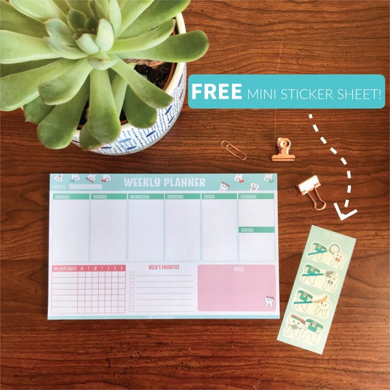 Dental Weekly Planner Dental Gift Tear off Productivity - Etsy