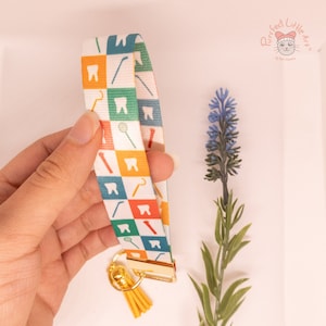 Llavero dental colorido / llavero con forma de diente / llavero de pulsera de higienista dental / regalo de dentista