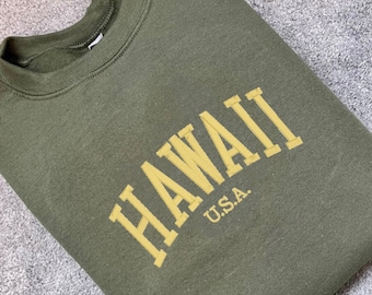 Hawaii Slogan Embroidered Sweatshirt