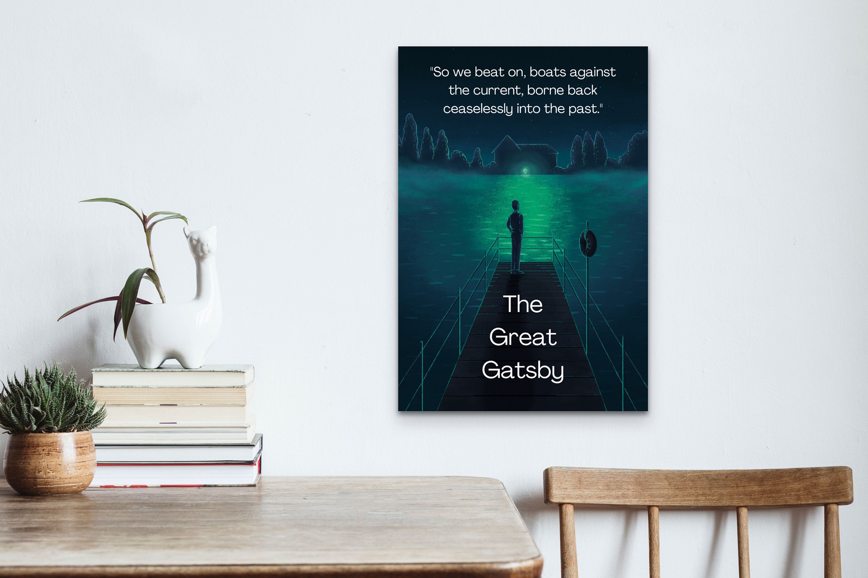 The Great Gatsby Digital Vertical Poster, F Scott Fitzgerald, Green Light, English Classroom, Literature, Office, Gift For Book Lover