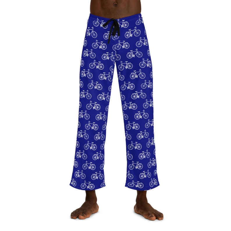 Bicycle Men's Pajama Pants, Dark Blue Pjs, Cyclist, Bikes, Comfortable