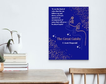 Glamour of the Roaring Twenties Gorgeous Great Gatsby Digital Vertical Poster, F. Scott Fitzgerald Quote Poster, Book Lover Gift, ELA Decor