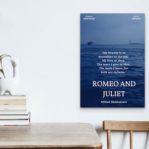 Romeo and Juliet Infinite Love Digital Poster, Shakespeare, English Classroom, Play, Sea, Moody, Capulet, Montague, Romance, 13 x 19 in