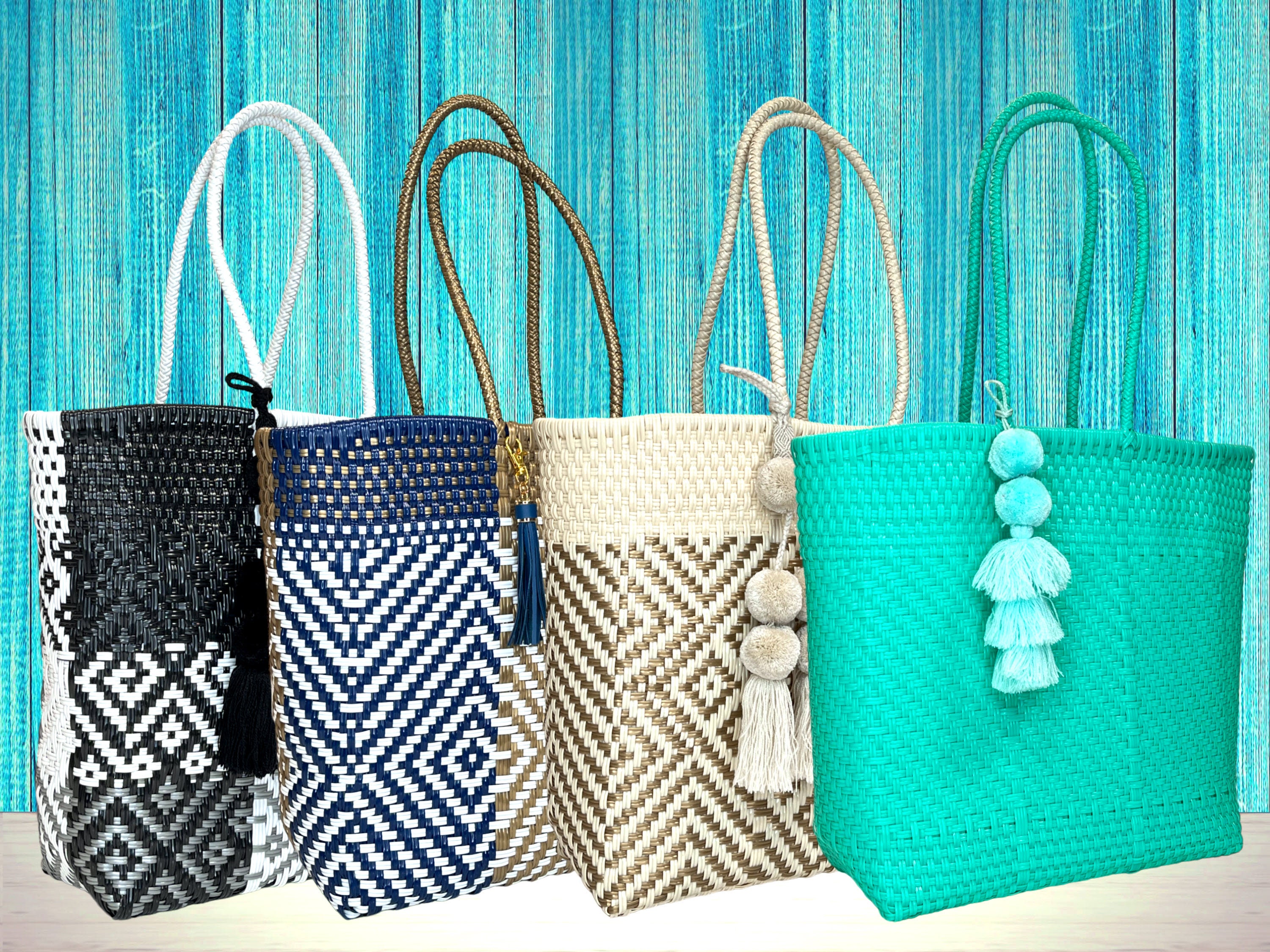 Fashionable Tote Bag, Handmade woven bag, Recycled Plastic, To-Go Bag,  Beach Bag, Market Bag, Chic, Colorful Tote, Large Tote, BRISLA BAG,  Eccentric