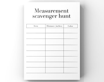 Measurement scavenger hunt worksheet
