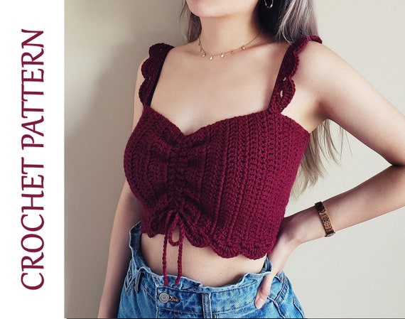 Violet Crochet Top Pattern Crop Top With Tied at Shoulders Straps