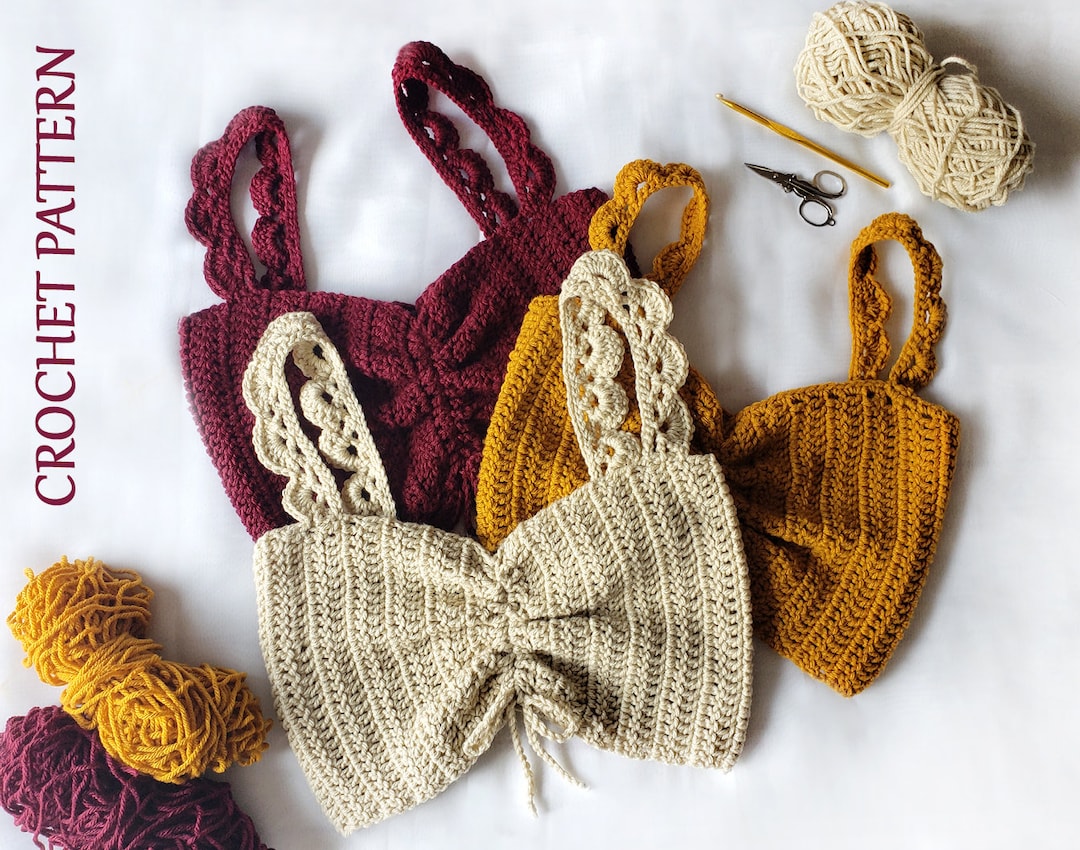 トップス Eaphi fringe crochet knit bustier Crochet Cropped Bustier Tank Top with Fringe – Emma Lou's