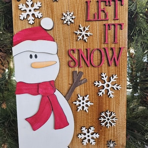 Let It Snow Door Hanger Sign - Handmade Seasonal Home Decor for a Cozy Winter Welcome! Perfect for Holiday Cheer!