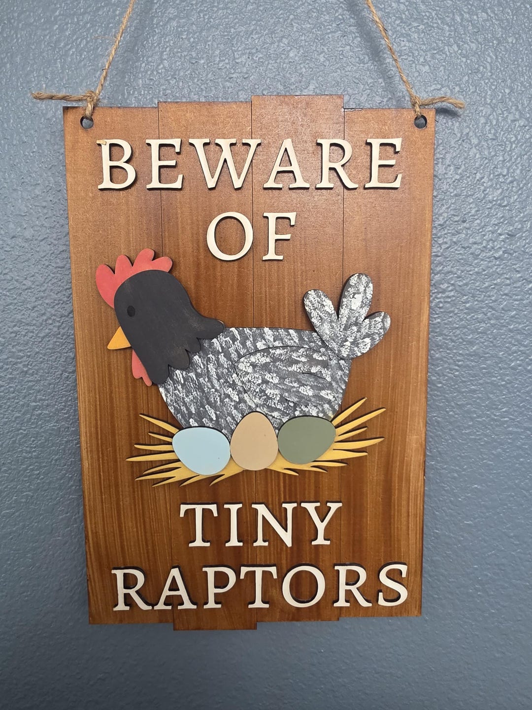 Beware of the Tiny Raptors Sign, Farmhouse Chicken Coop Decor, Chicken ...