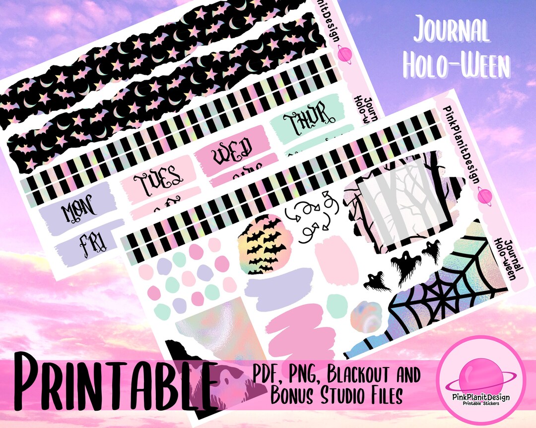 Printable Journaling Sticker Kit JOURNAL HOLO-WEEN Journaling, Planners ...