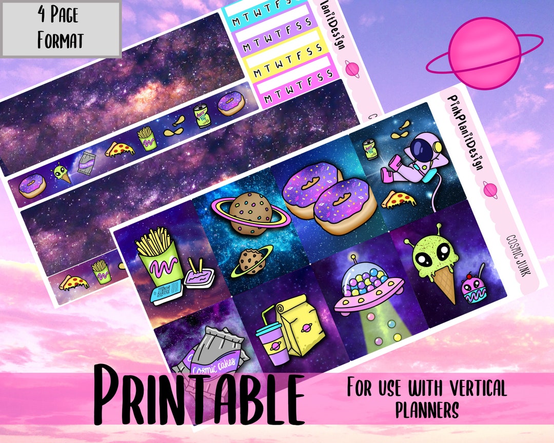 PRINTABLE Weekly Planner Kit COSMIC JUNK Diy Planner Stickers Space ...