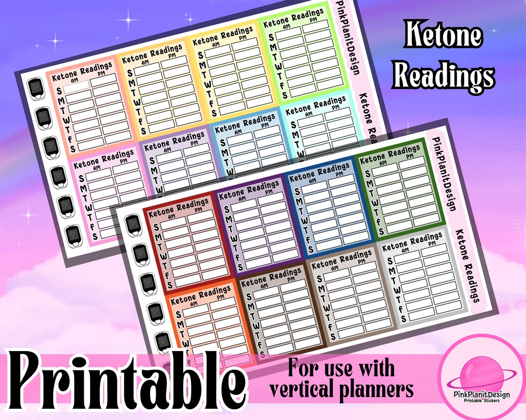 PRINTABLE Planner Stickers KETONE READING diabetes, Keto, Health Monitoring, Lifestyle - Etsy