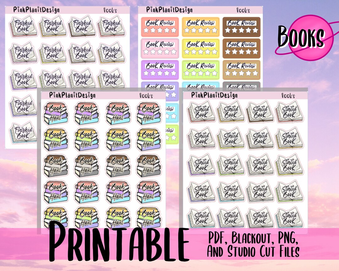 PRINTABLE Planner Stickers BOOKS Book Haul, Started Book, Finished Book ...