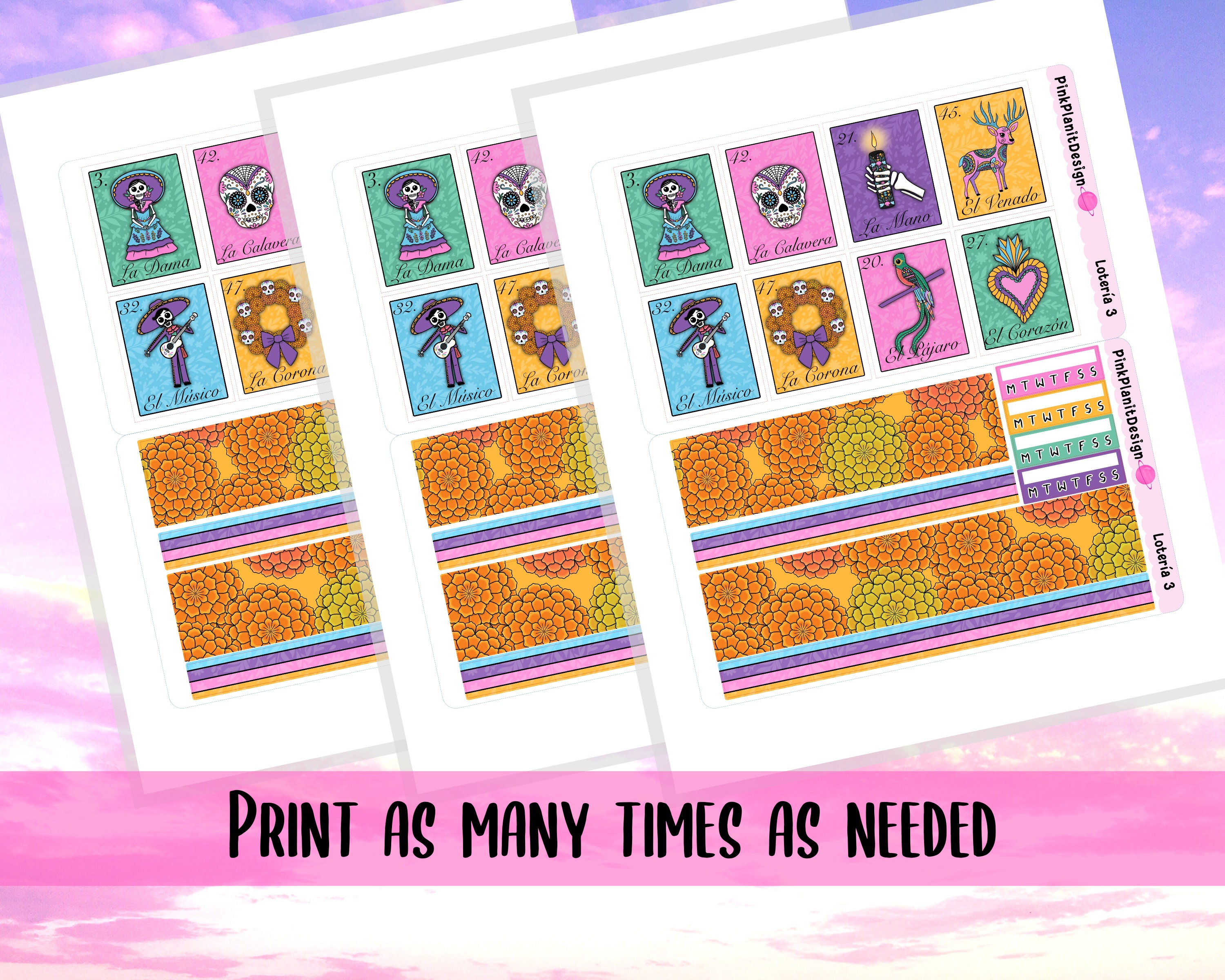 PRINTABLE Weekly Planner Kit Lotería 3 DIY Planner Stickers - Etsy