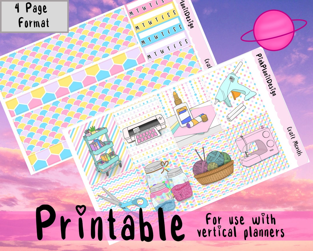 Papercraft Planner PRINTABLE Weekly Planner Kit CRAFT MONTH Vertical Layout Crafting ...