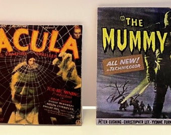 Set of 2 Miniature Vintage Horror Movie Posters