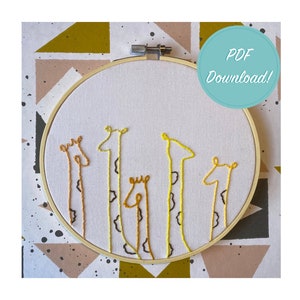 Tower of Giraffes Pattern / PDF Download / Modern Needlework / Craft for Beginners / DIY Hand Embroidery Pattern / Modern Embroidery / PDF