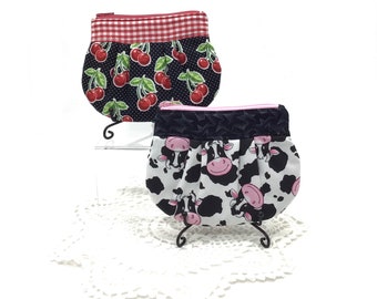 Fabric Zipper Wallet, Small Fabric Wallet, Cows Purse Wallet, Cherries Zipper Wallet, Purse With Cows, Purse With Cherries, Cows Zipper Bag