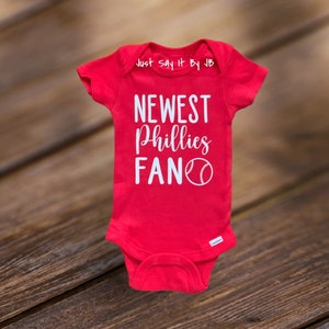 Newest Phillies Fan Baby Bodysuit, Phillies Baby Bodysuit, Custom Baseball Baby Bodysuit, Phillies Baseball Baby Bodysuit