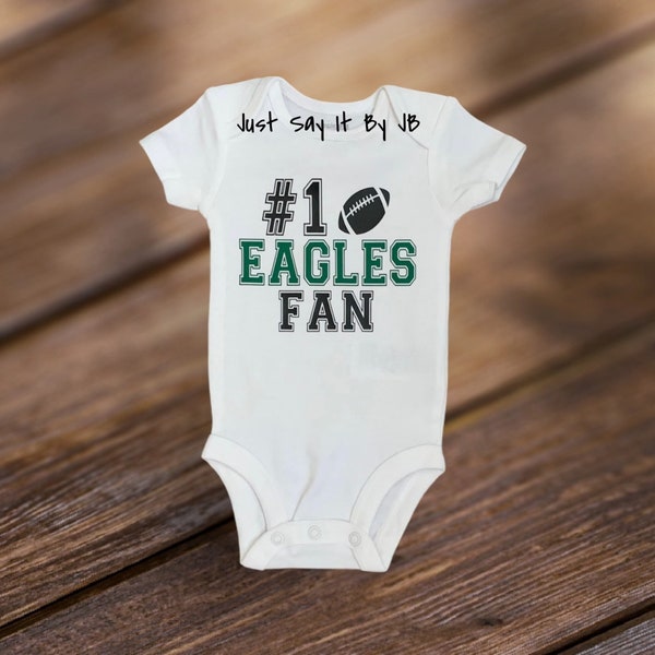 Number 1 Eagles Fan Baby Bodysuit, Number #1 Eagles Fan Baby Bodysuit, Eagles Football Baby Bodysuit, Eagles Game Day Bodysuit,