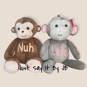 Personalized Plush Monkey, Monkey Stuffed Animal, Girl Monkey Gift, Boy Monkey Gift, Plush Monkey, Plush Monkey Gift