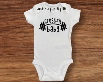 CrossFit Baby Bodysuit, CrossFit Themed Baby Bodysuit, Gym Theme Baby Outfit, CrossFit Baby Outfit, CrossFit Baby