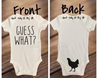 Guess What Chicken Butt Bodysuit, Chicken Themed Bodysuit,  Newborn Chicken Butt Bodysuit, Chicken Bodysuit, Farm Baby Bodysuit