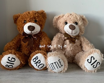 Brother Bear, Sister Bear  Big Brother Bear, Little Sister Bear, Custom Bear Announcement, Brother Announcement, Sister Announcement