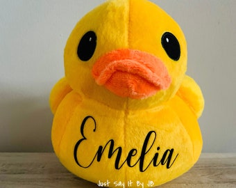 Personalized Plush Duck, Custom Yellow Duck, Personalized Duck Stuffed Animal, Duck Plush Animal, Custom Duck Stuffed Animal, Duck Plushie